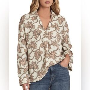 Reiss Suki Print Johnny Collar High Low Blouse Size US 10 / UK 14 / EU 42